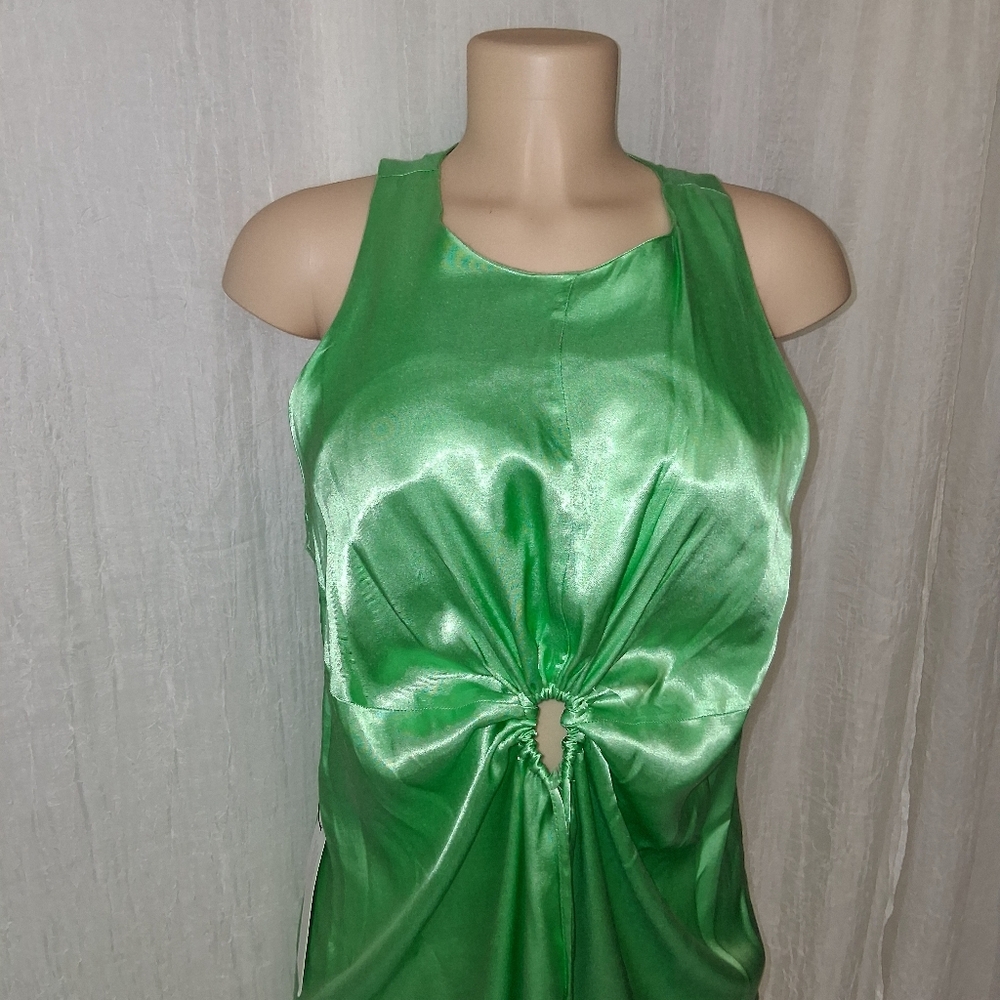 Topshop New  Asymmetrical  Green Dress Women Size US.10 - Picture 4 of 15